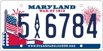 MD license plate 5AX6784