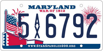 MD license plate 5AX6792