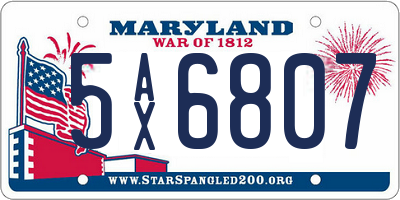 MD license plate 5AX6807