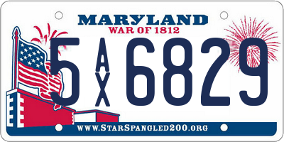 MD license plate 5AX6829