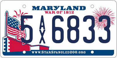 MD license plate 5AX6833