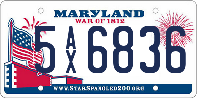 MD license plate 5AX6836