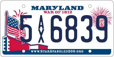 MD license plate 5AX6839
