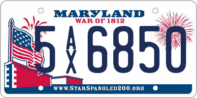 MD license plate 5AX6850