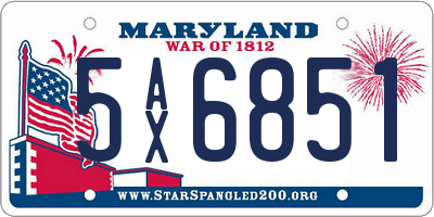 MD license plate 5AX6851