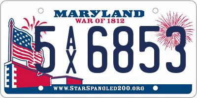 MD license plate 5AX6853