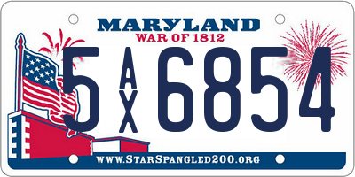 MD license plate 5AX6854