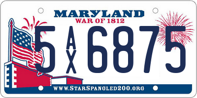 MD license plate 5AX6875