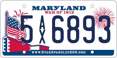 MD license plate 5AX6893