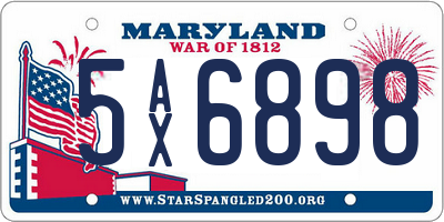 MD license plate 5AX6898