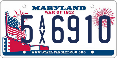 MD license plate 5AX6910