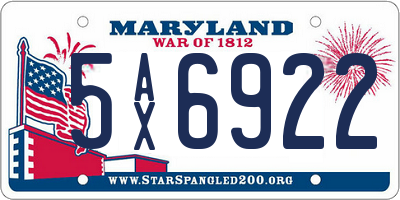 MD license plate 5AX6922