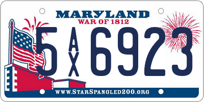 MD license plate 5AX6923
