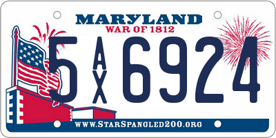 MD license plate 5AX6924