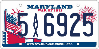 MD license plate 5AX6925