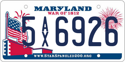 MD license plate 5AX6926