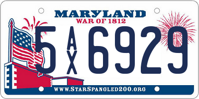 MD license plate 5AX6929