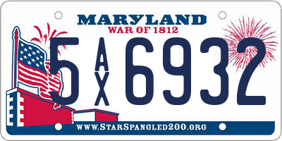 MD license plate 5AX6932