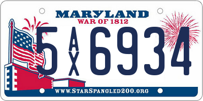 MD license plate 5AX6934