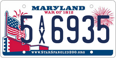 MD license plate 5AX6935