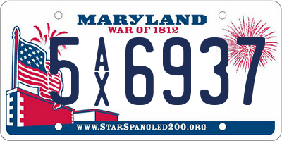 MD license plate 5AX6937