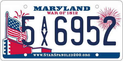 MD license plate 5AX6952