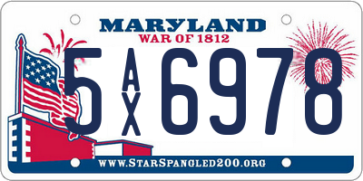 MD license plate 5AX6978