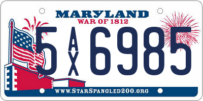 MD license plate 5AX6985