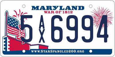 MD license plate 5AX6994