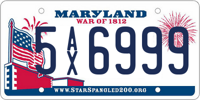 MD license plate 5AX6999