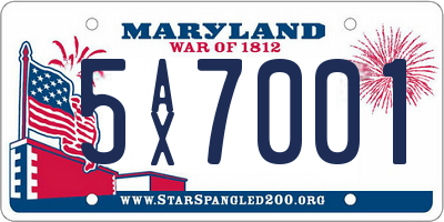 MD license plate 5AX7001