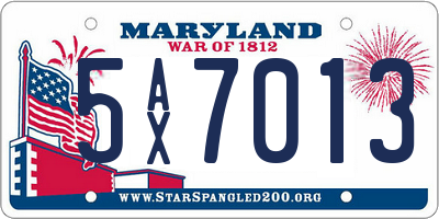 MD license plate 5AX7013