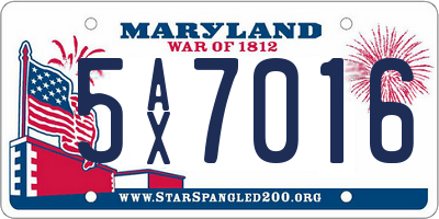 MD license plate 5AX7016