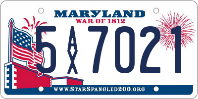 MD license plate 5AX7021