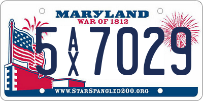 MD license plate 5AX7029
