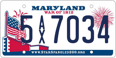 MD license plate 5AX7034