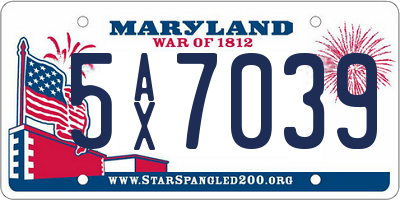 MD license plate 5AX7039