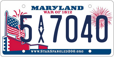MD license plate 5AX7040
