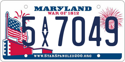 MD license plate 5AX7049