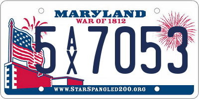 MD license plate 5AX7053