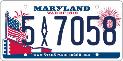 MD license plate 5AX7058