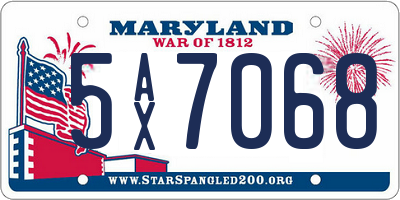 MD license plate 5AX7068
