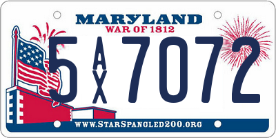 MD license plate 5AX7072