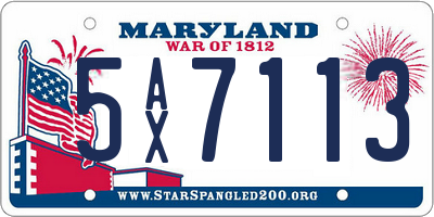 MD license plate 5AX7113