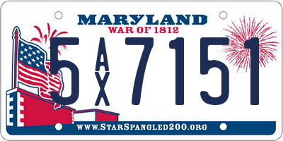 MD license plate 5AX7151