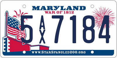 MD license plate 5AX7184