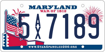 MD license plate 5AX7189