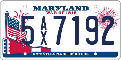 MD license plate 5AX7192