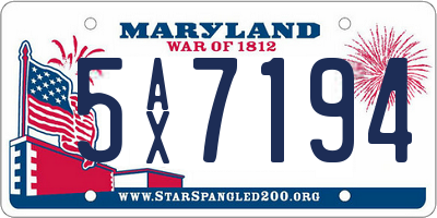MD license plate 5AX7194
