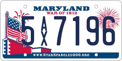 MD license plate 5AX7196